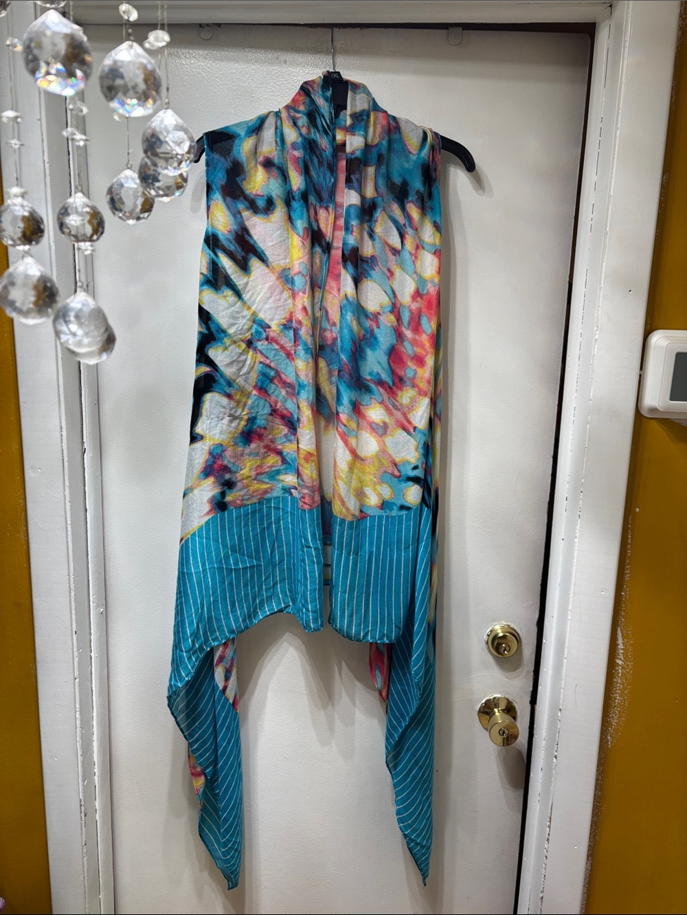Mix It Multicolor Floral & Turquoise Striped Lightweight Scarf Wrap